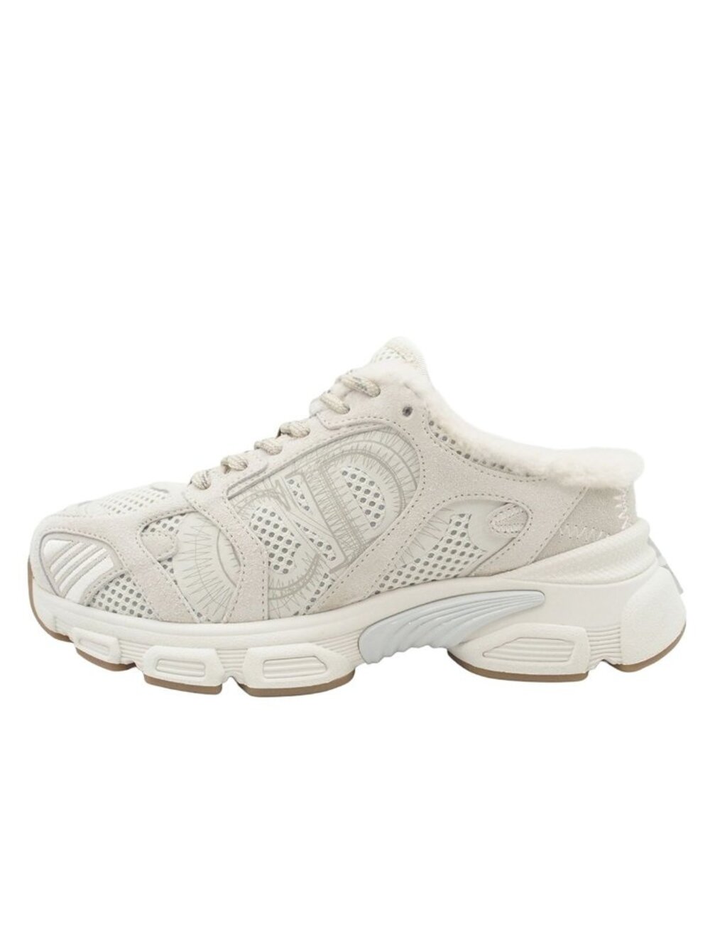 Dior Chrono Off White Mesh Suede Sheepskin CD Sneakers